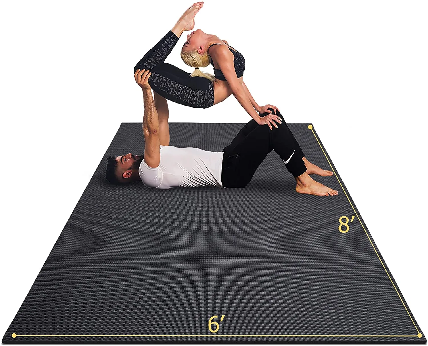 GXMMAT Extra Large Yoga Mat 6'x8'x7mm, Thick Workout Mats for Home Gym Flooring, Non-Slip Quick Resilient Barefoot Exercise Mat, Non Toxic Ultra Comfortable Cardio Mat for Pilates, Stretching, Fitness