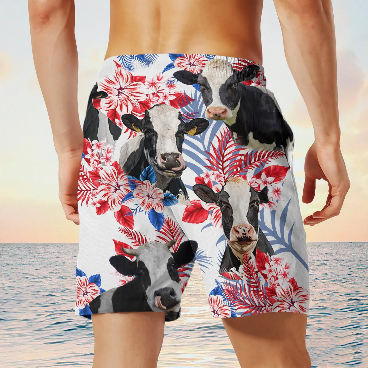 holstein cow In American Flag Pattern Shorts