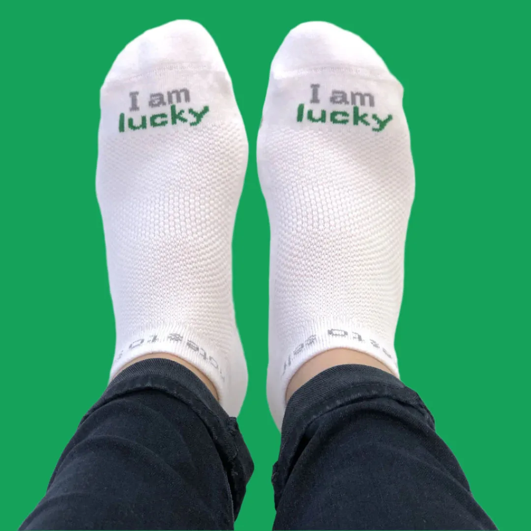 I am lucky® white low-cut socks