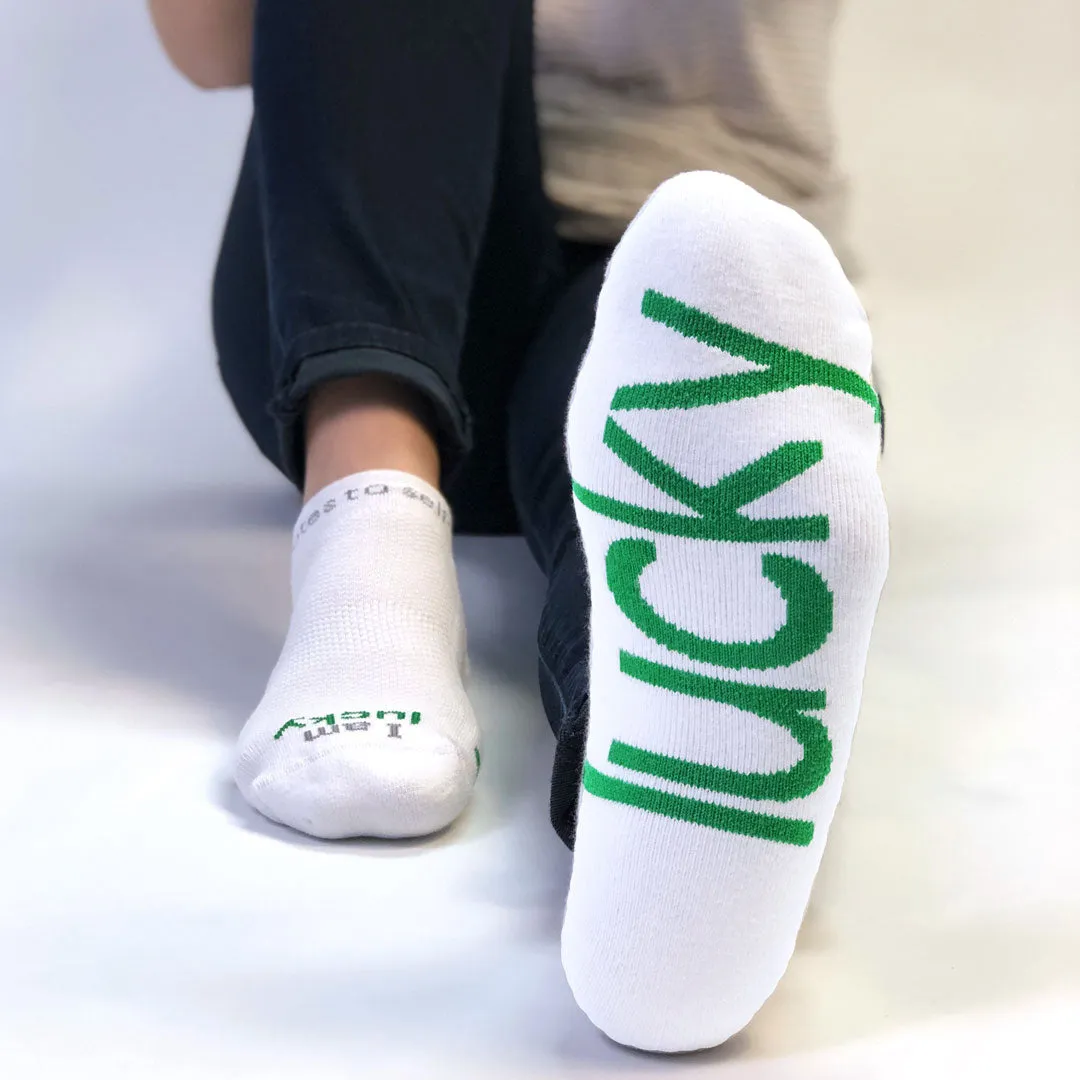 I am lucky® white low-cut socks
