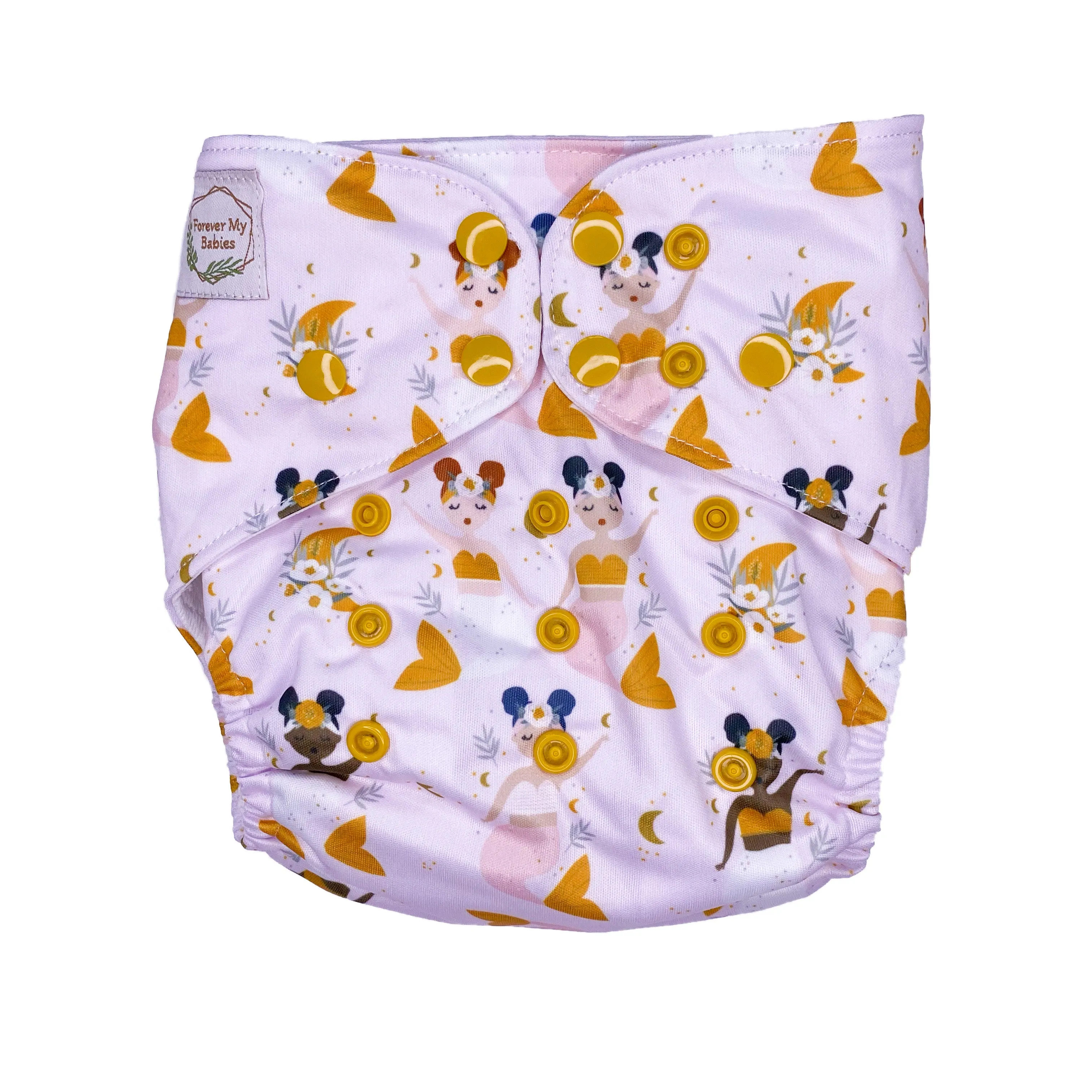 IN-STOCK Forever My Babies Cloth Diaper - Boho Mermaids (Upright Print on Front & Back)
