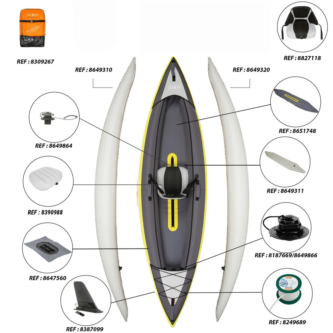 INFLATABLE TOURING KAYAK 1 PLACE YELLOW
