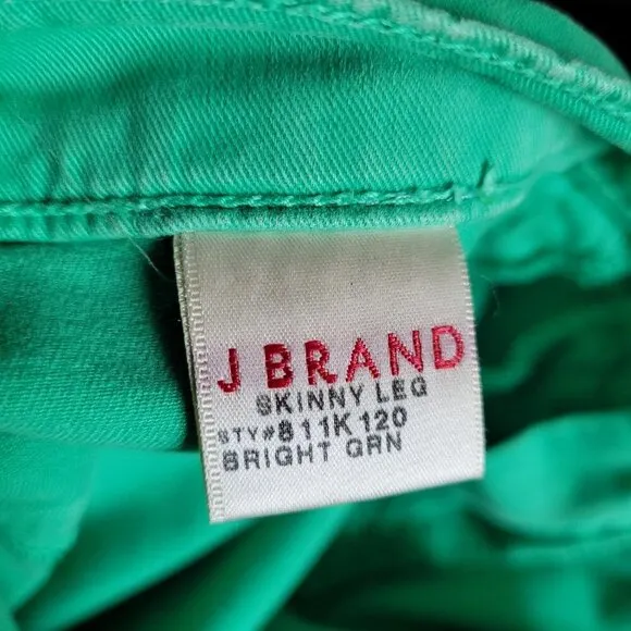 J Brand Bright Green Skinny Leg Jeans