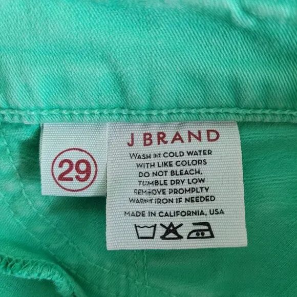 J Brand Bright Green Skinny Leg Jeans
