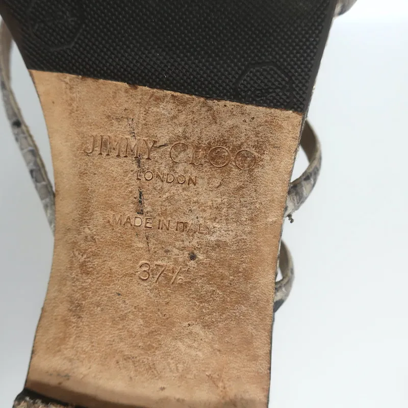 Jimmy Choo Sutri Snakeskin Flat Sandals Size 37.5