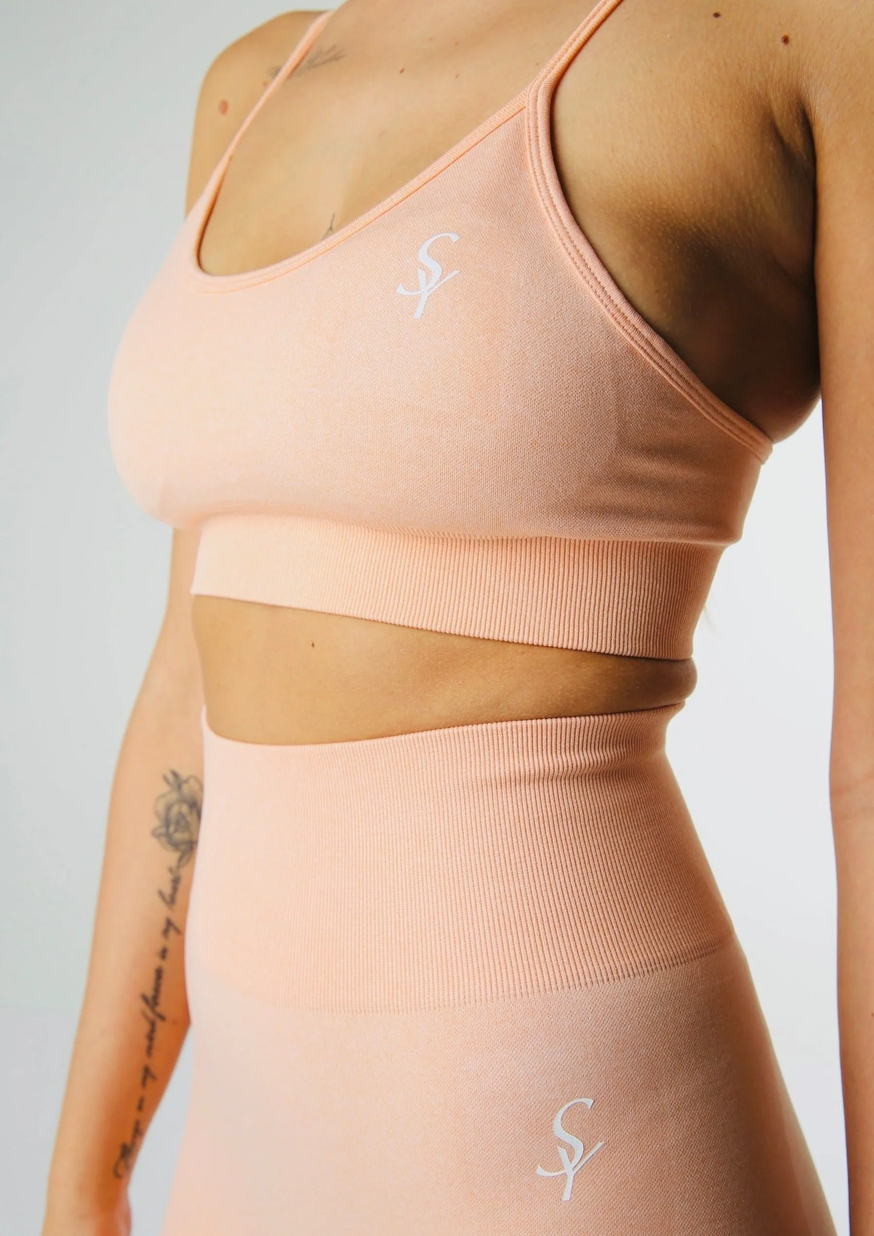 ''Joy'' Neighborly Peach – Solid Leggings and Sports Bra Set