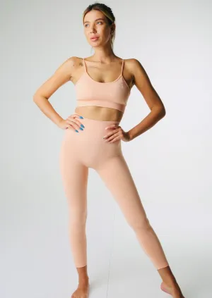 ''Joy'' Neighborly Peach – Solid Leggings and Sports Bra Set