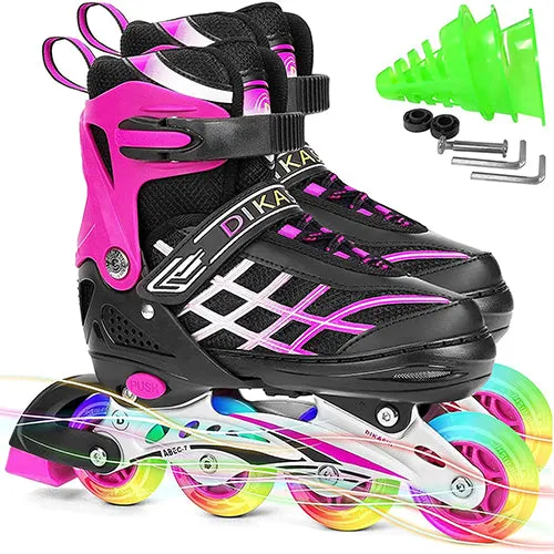Kids Adjustable Inline Skates With Light Up Wheels