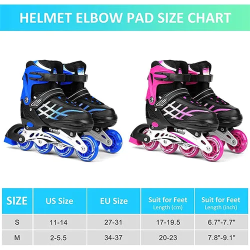 Kids Adjustable Inline Skates With Light Up Wheels