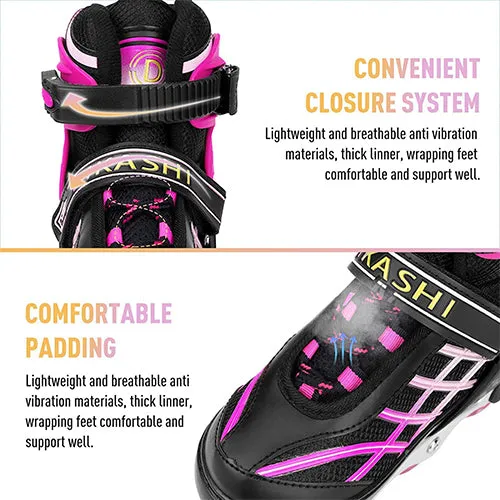 Kids Adjustable Inline Skates With Light Up Wheels