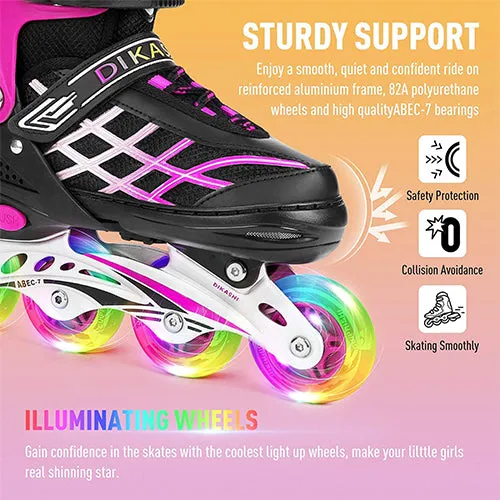Kids Adjustable Inline Skates With Light Up Wheels