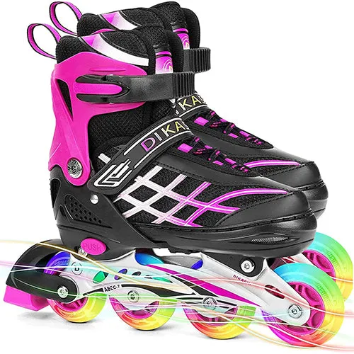 Kids Adjustable Inline Skates With Light Up Wheels