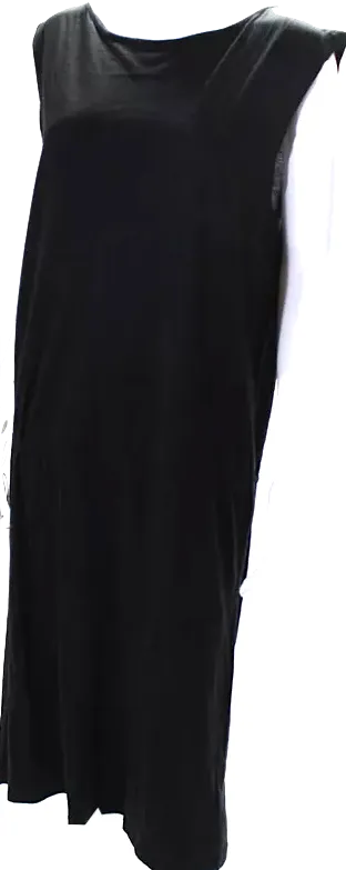 La Garconne Moderne Black Cotton Lightweight Drawstring Waist Long Dress