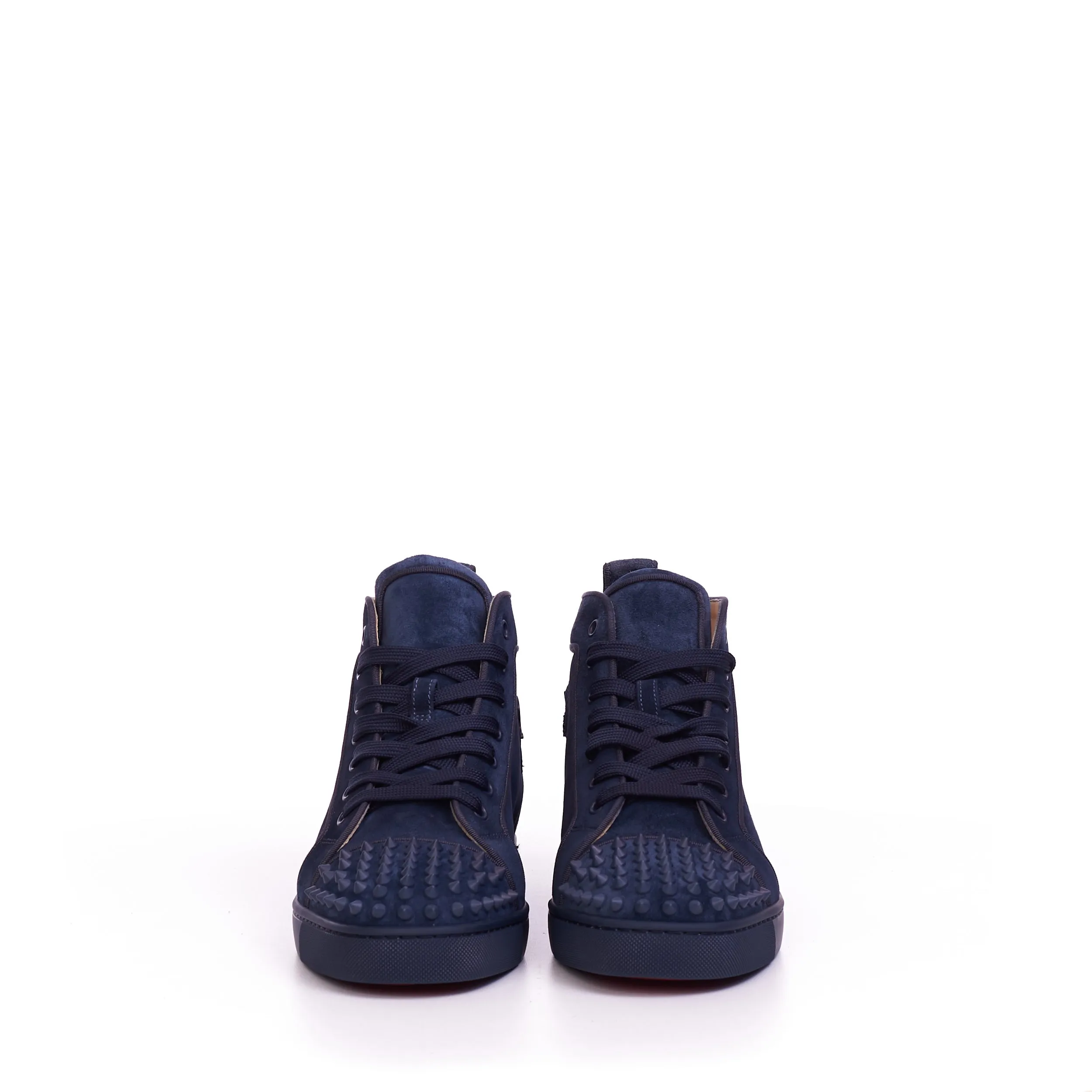 Lou Spikes Orlato High Top Sneakers In Rock Blue Veau Velours