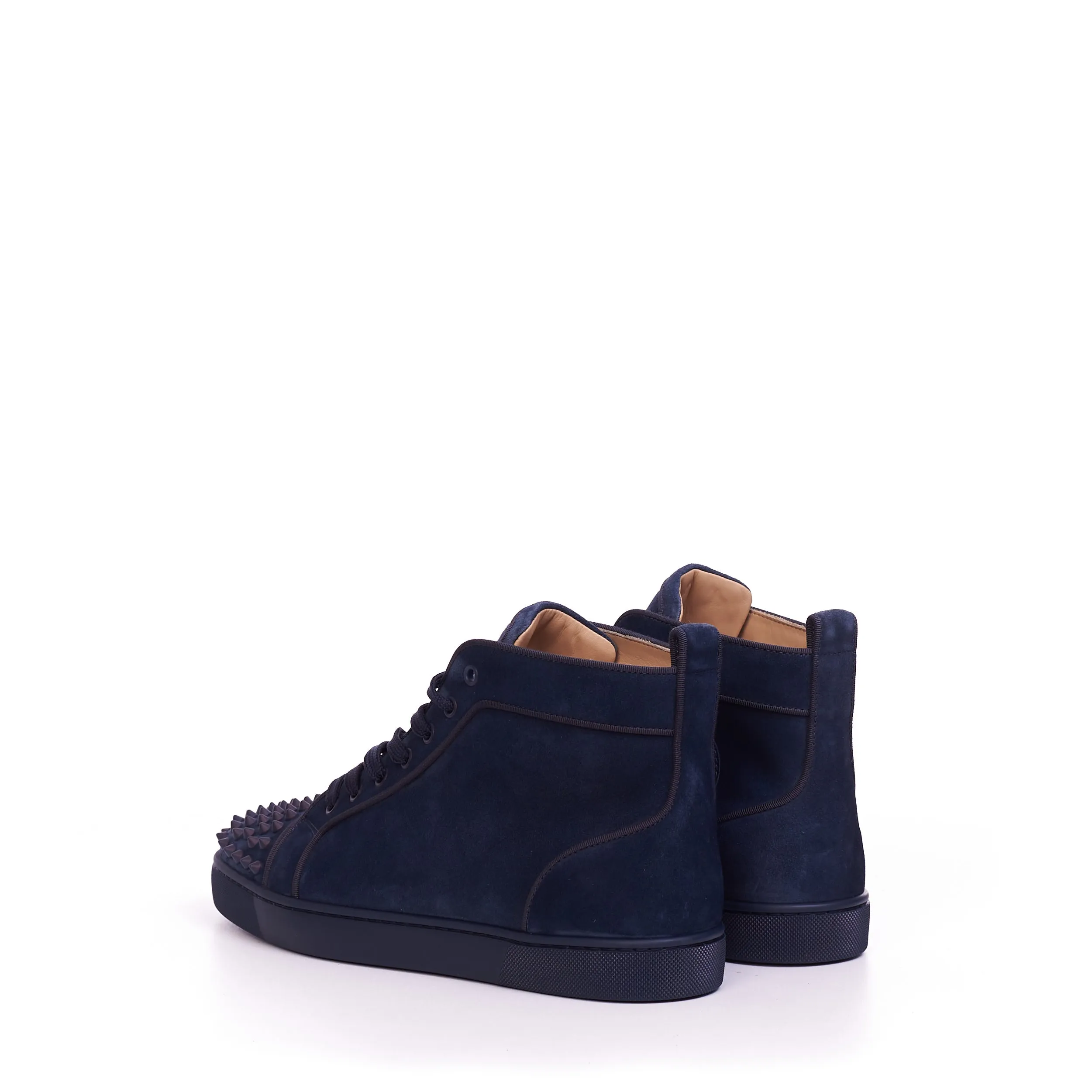 Lou Spikes Orlato High Top Sneakers In Rock Blue Veau Velours
