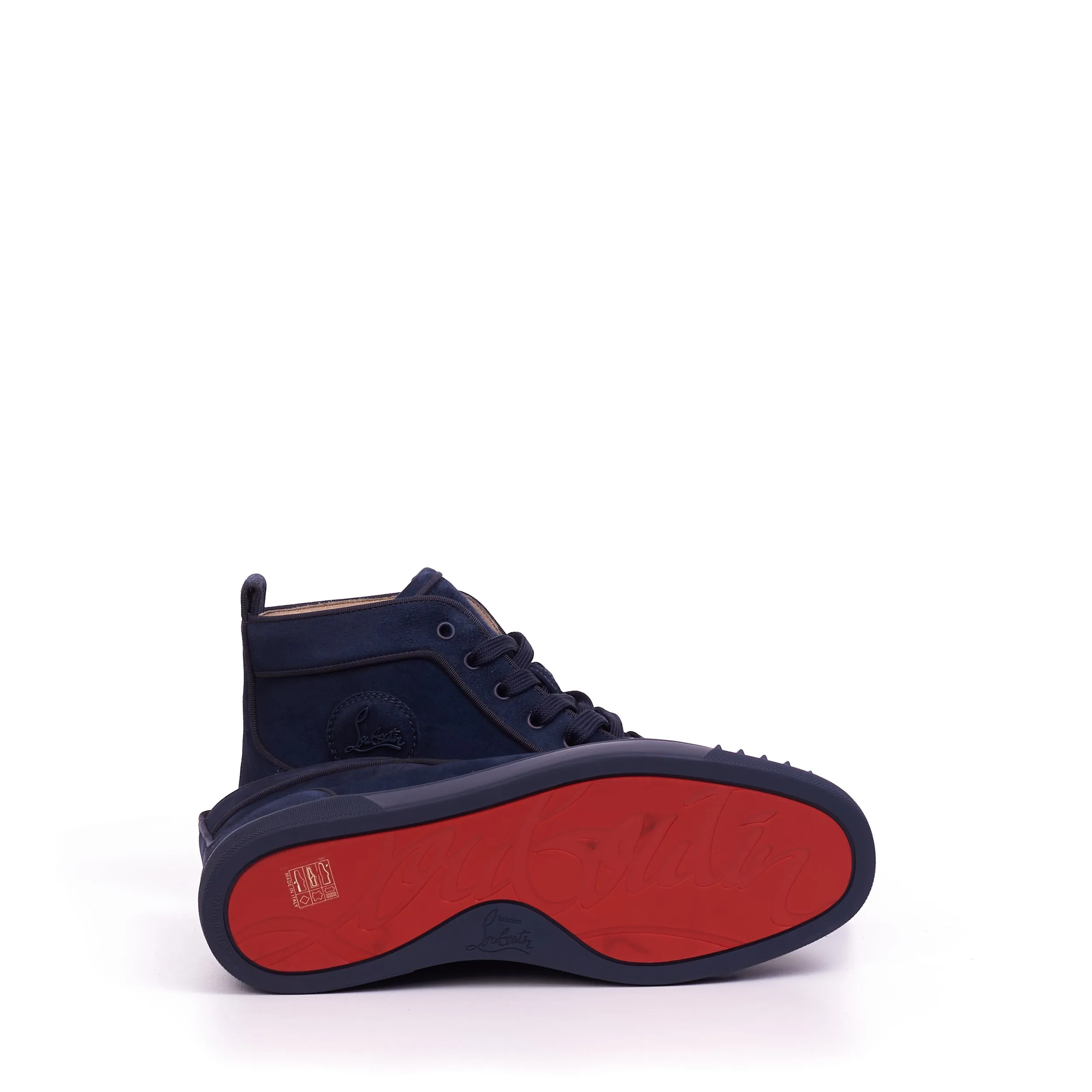 Lou Spikes Orlato High Top Sneakers In Rock Blue Veau Velours