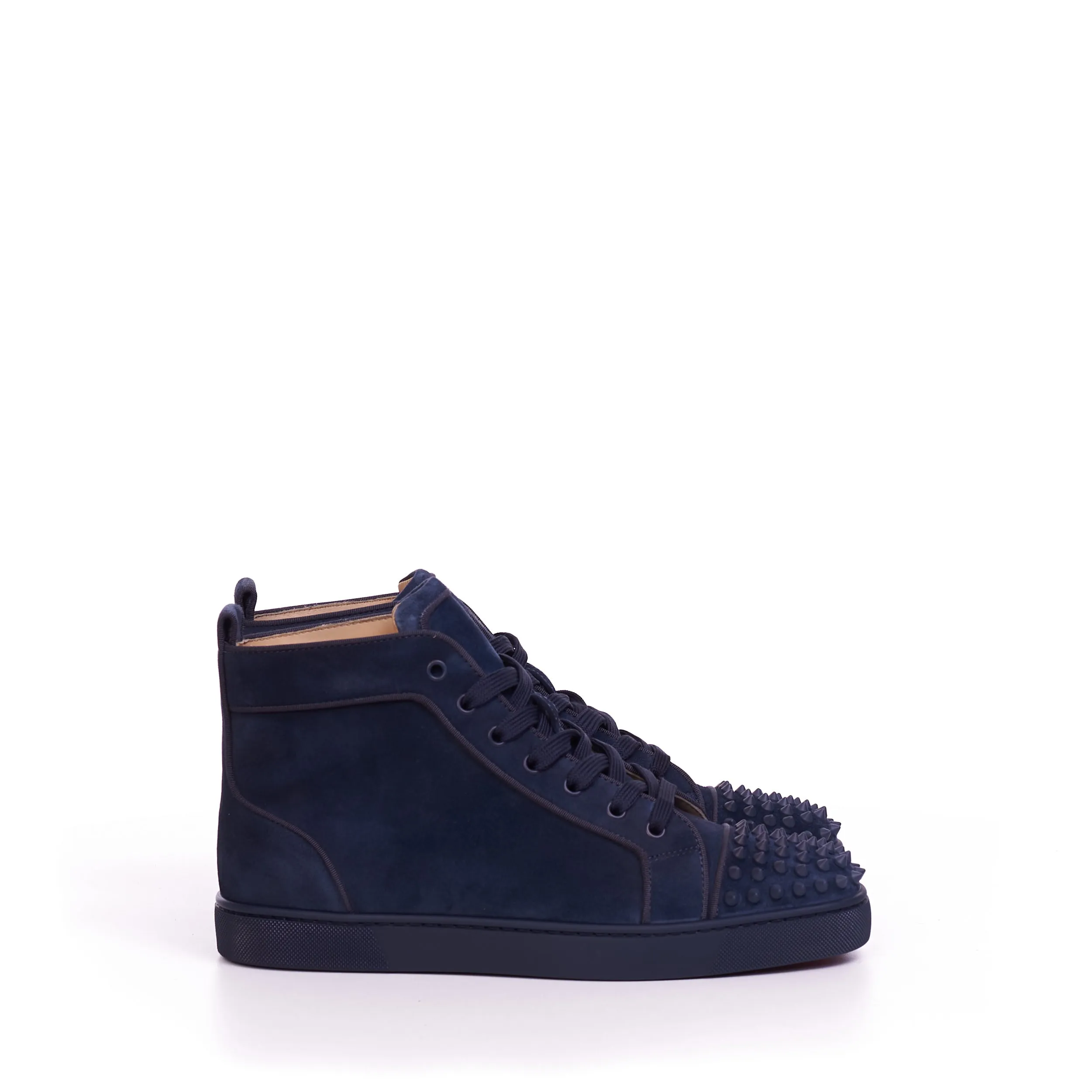 Lou Spikes Orlato High Top Sneakers In Rock Blue Veau Velours