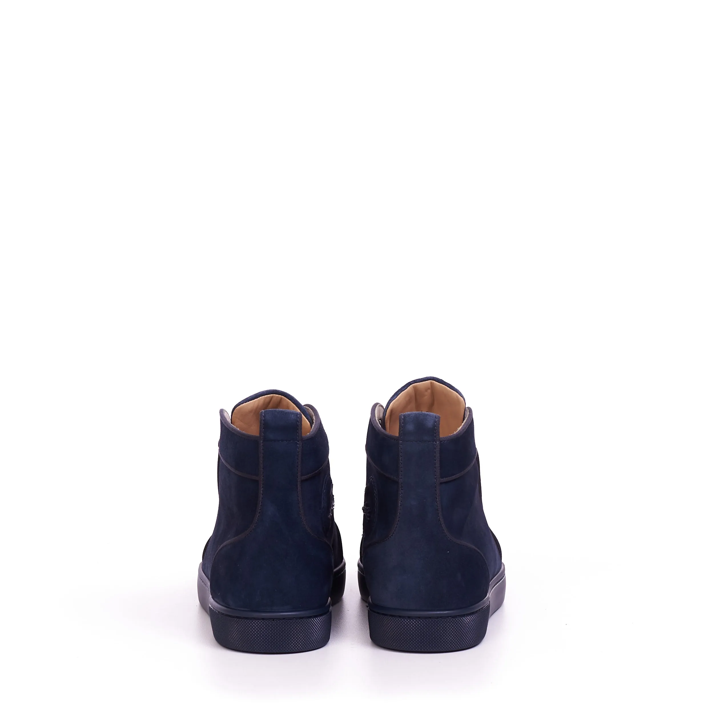 Lou Spikes Orlato High Top Sneakers In Rock Blue Veau Velours