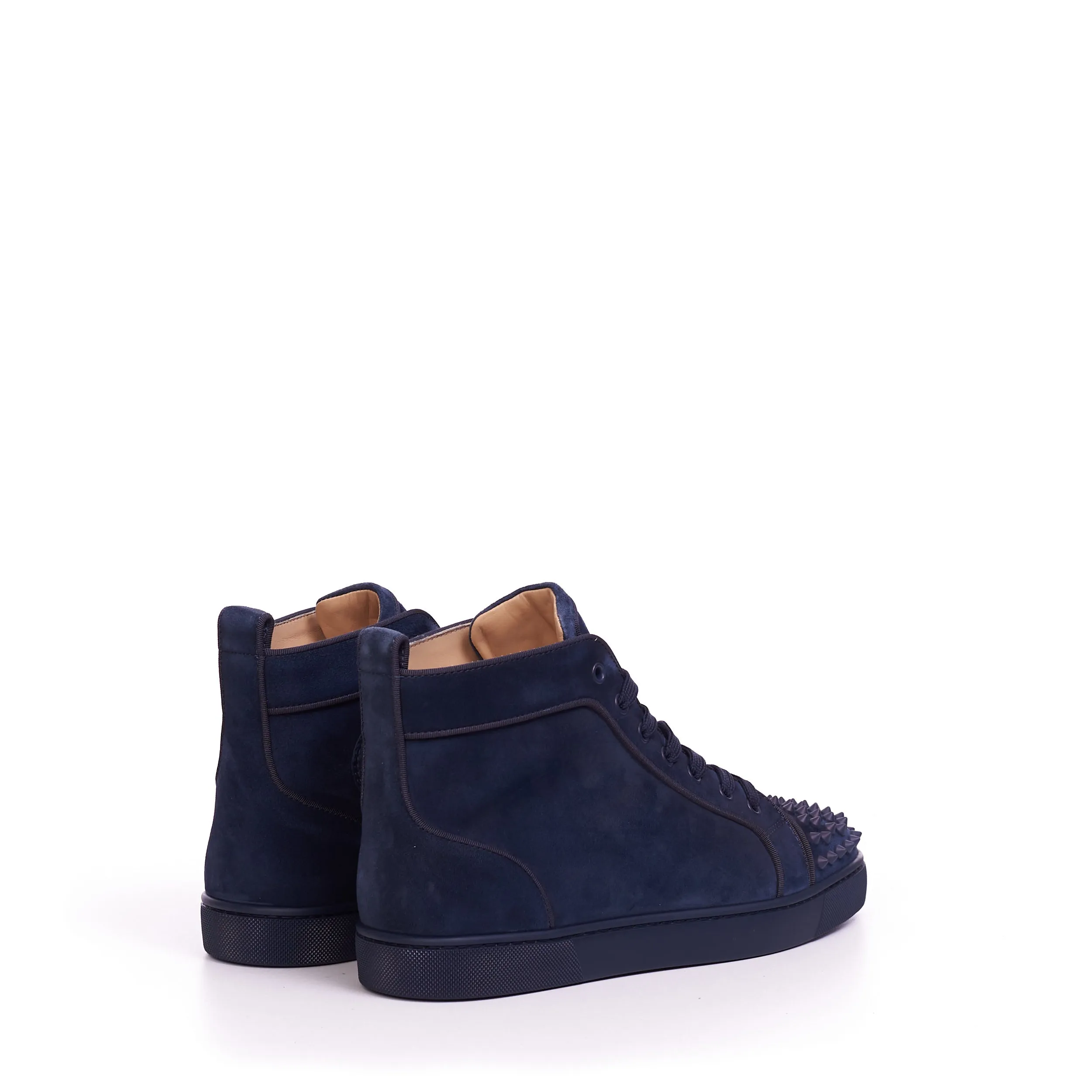 Lou Spikes Orlato High Top Sneakers In Rock Blue Veau Velours