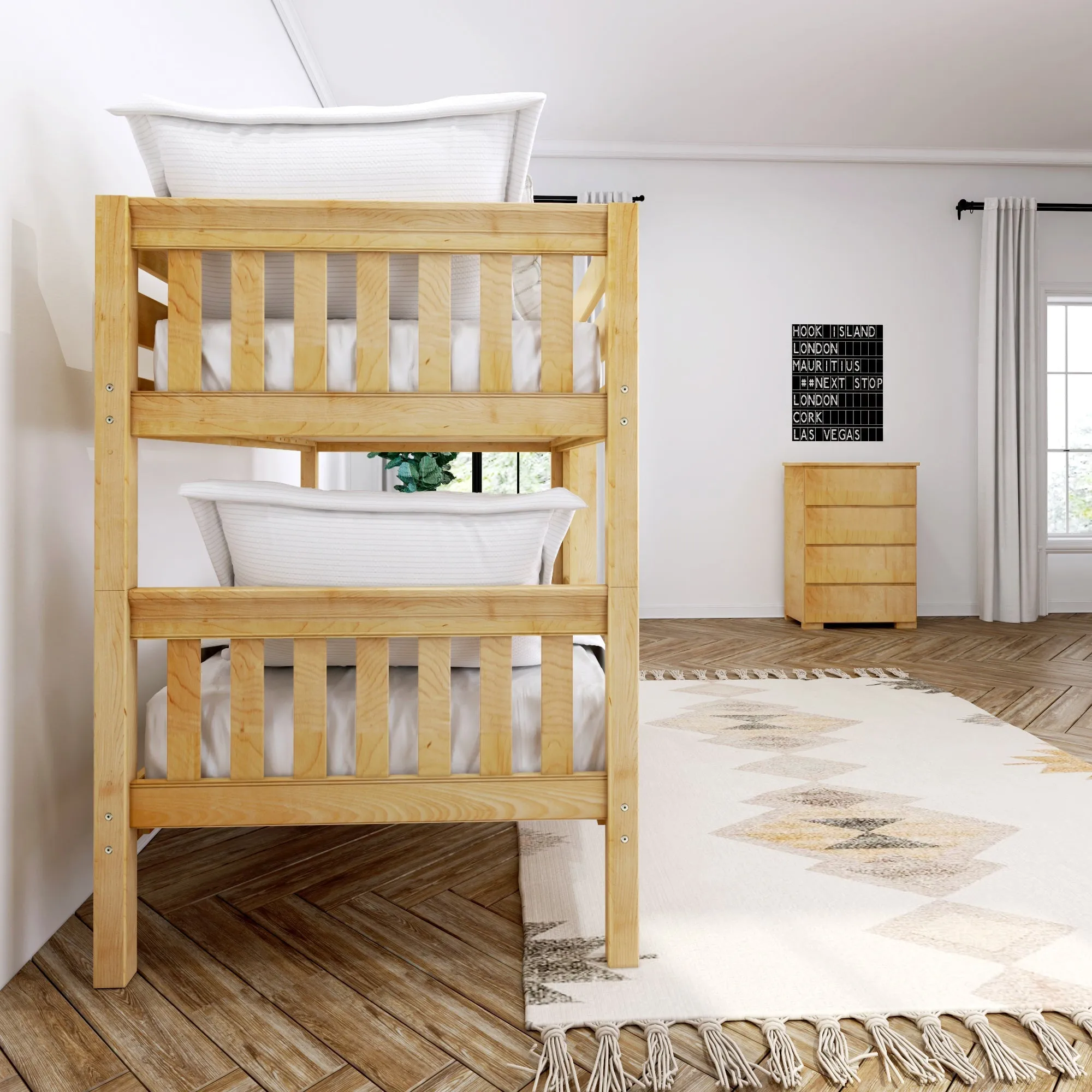 Maxtrix Twin XL Low Bunk Bed with Straight Ladder on Front