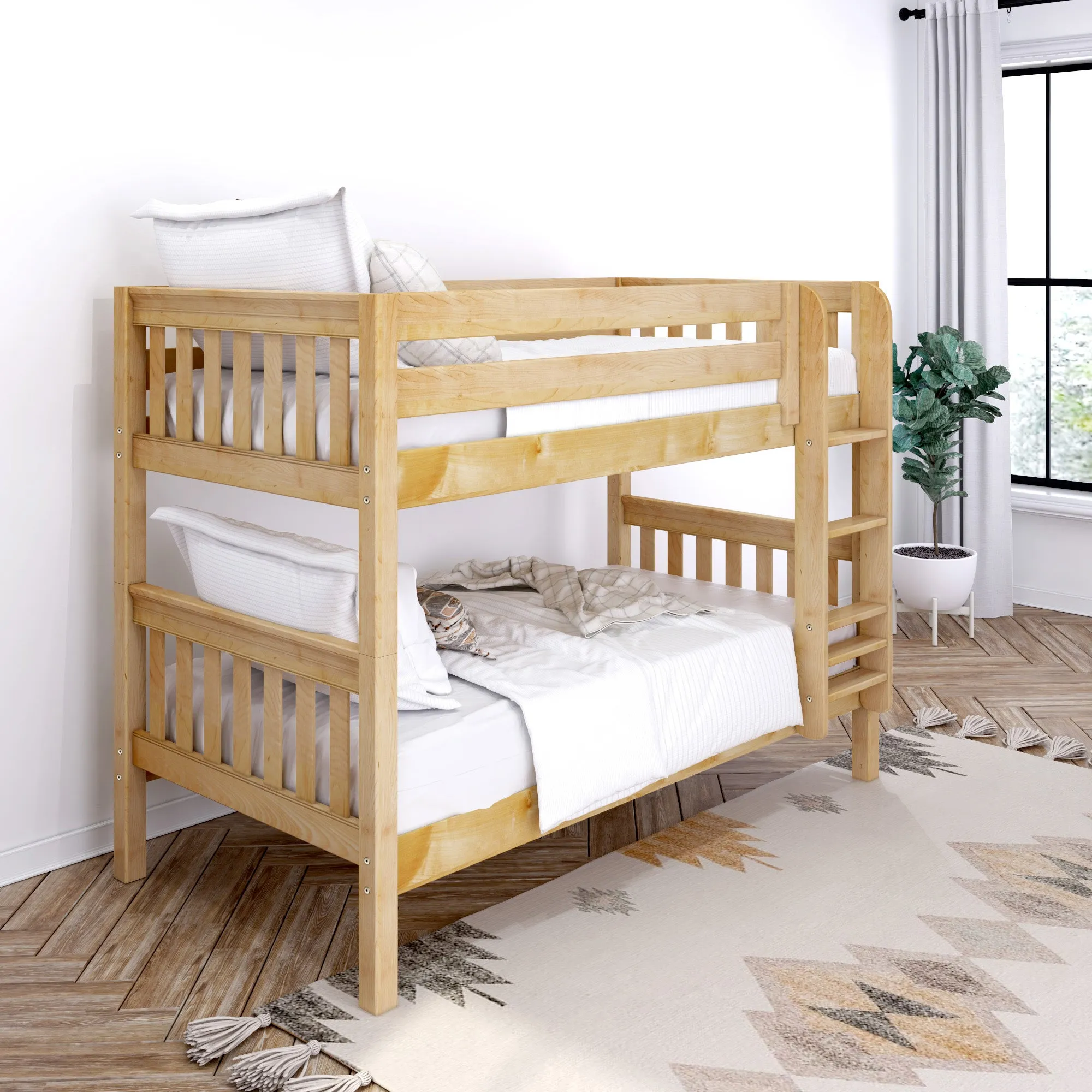 Maxtrix Twin XL Low Bunk Bed with Straight Ladder on Front