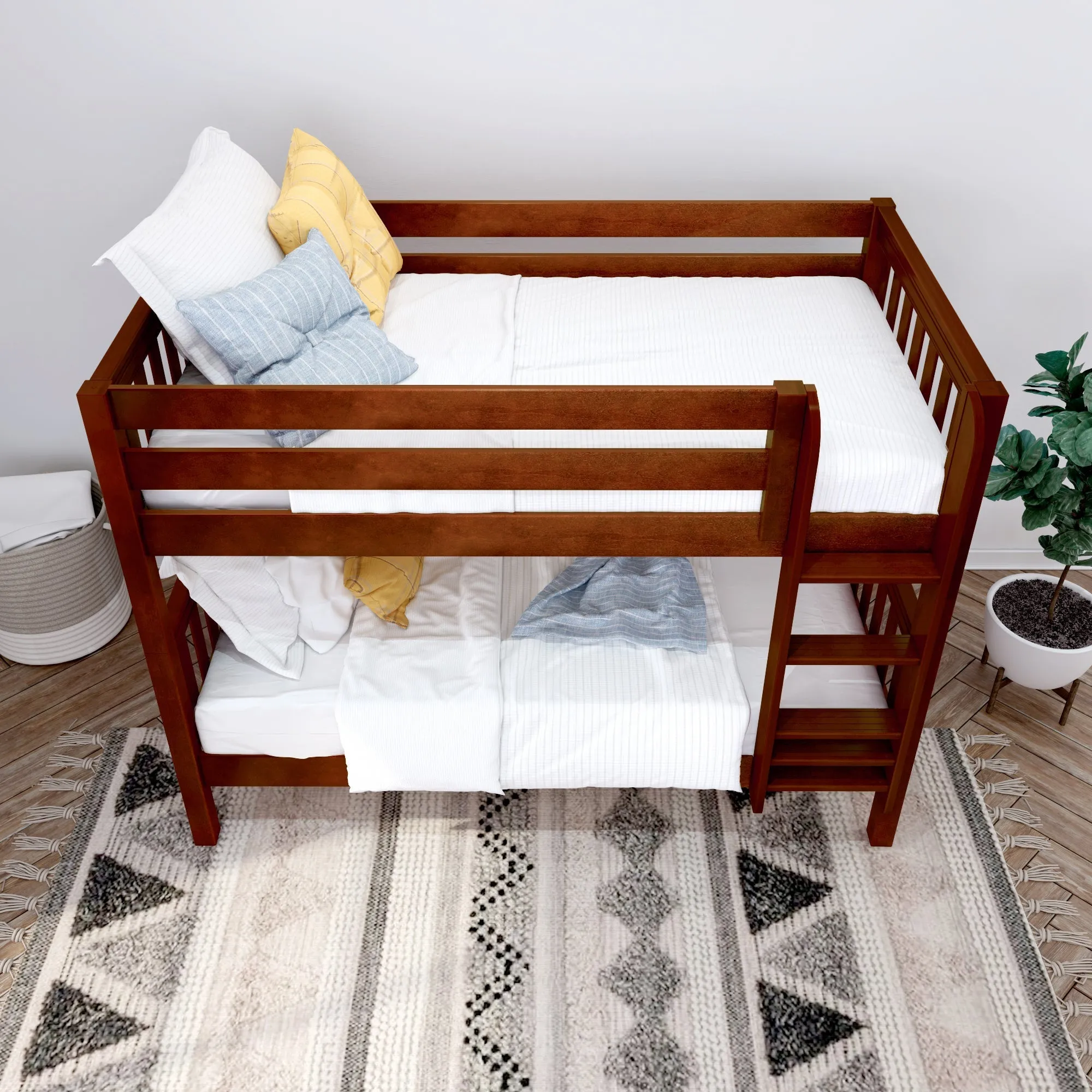 Maxtrix Twin XL Low Bunk Bed with Straight Ladder on Front