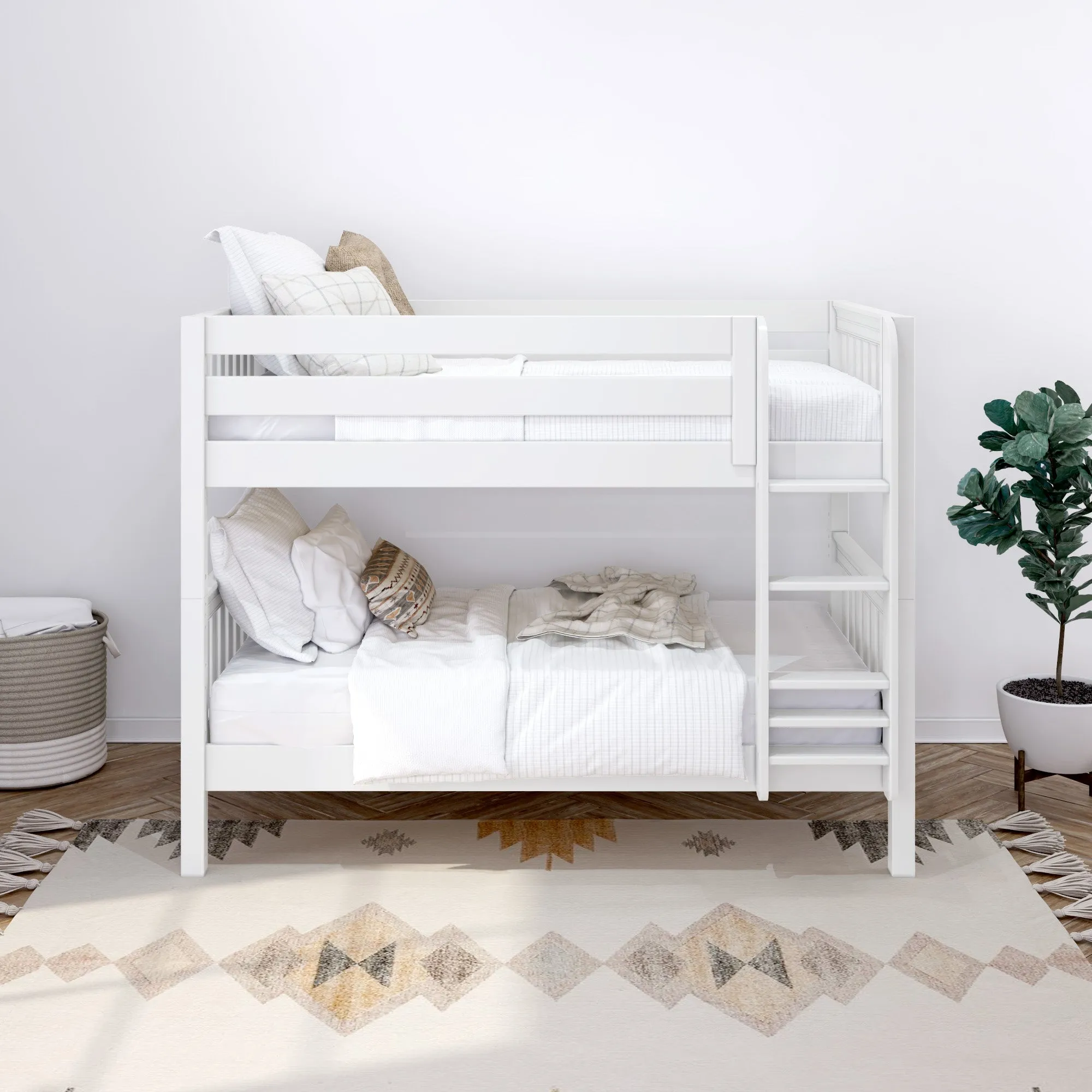 Maxtrix Twin XL Low Bunk Bed with Straight Ladder on Front
