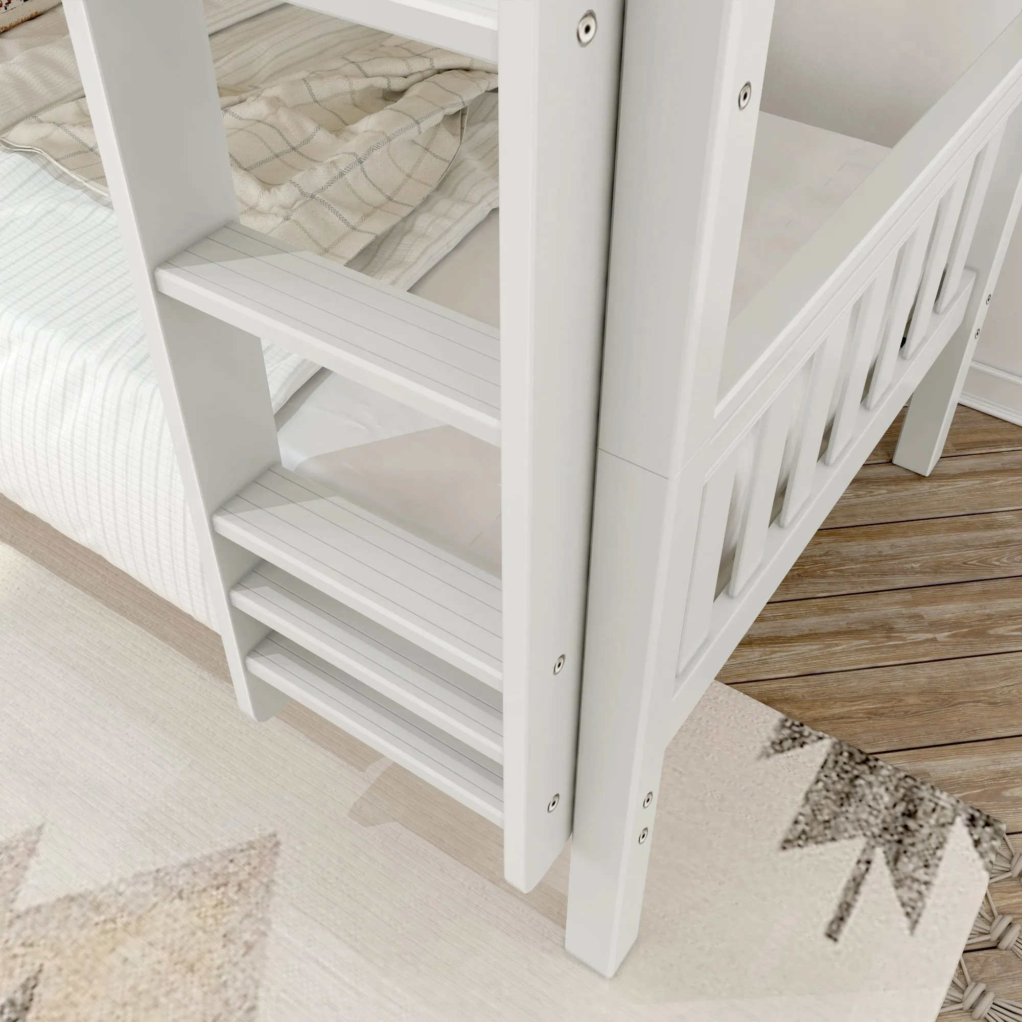 Maxtrix Twin XL Low Bunk Bed with Straight Ladder on Front