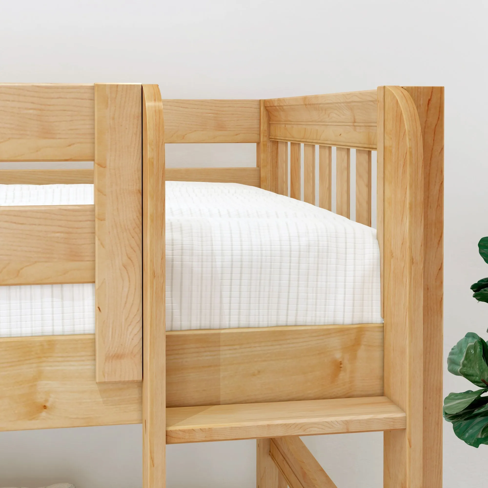 Maxtrix Twin XL Low Bunk Bed with Straight Ladder on Front