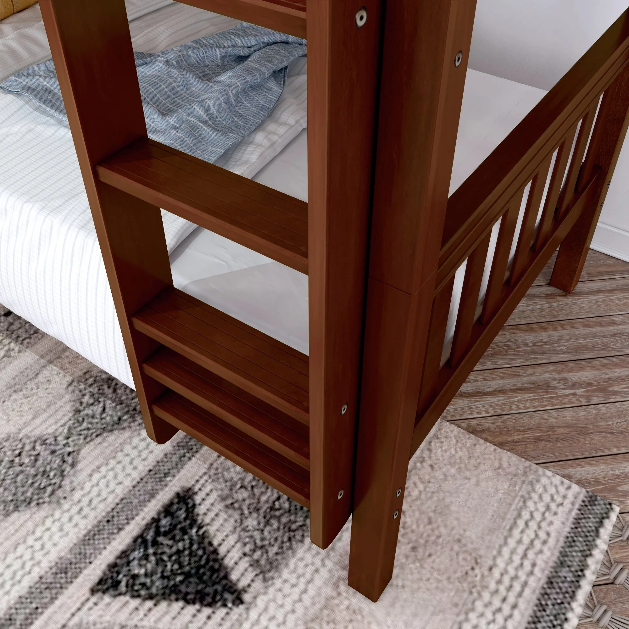 Maxtrix Twin XL Low Bunk Bed with Straight Ladder on Front
