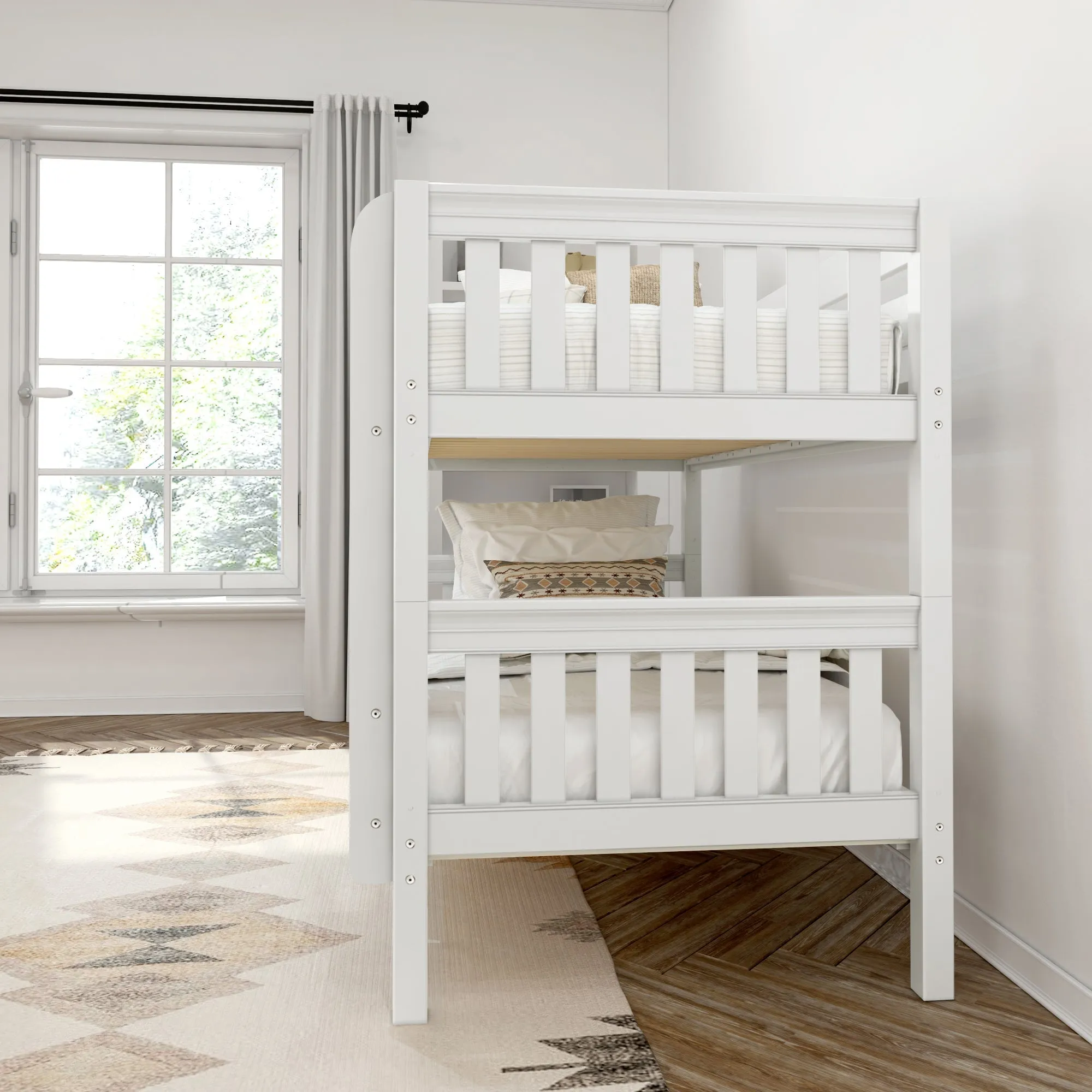 Maxtrix Twin XL Low Bunk Bed with Straight Ladder on Front