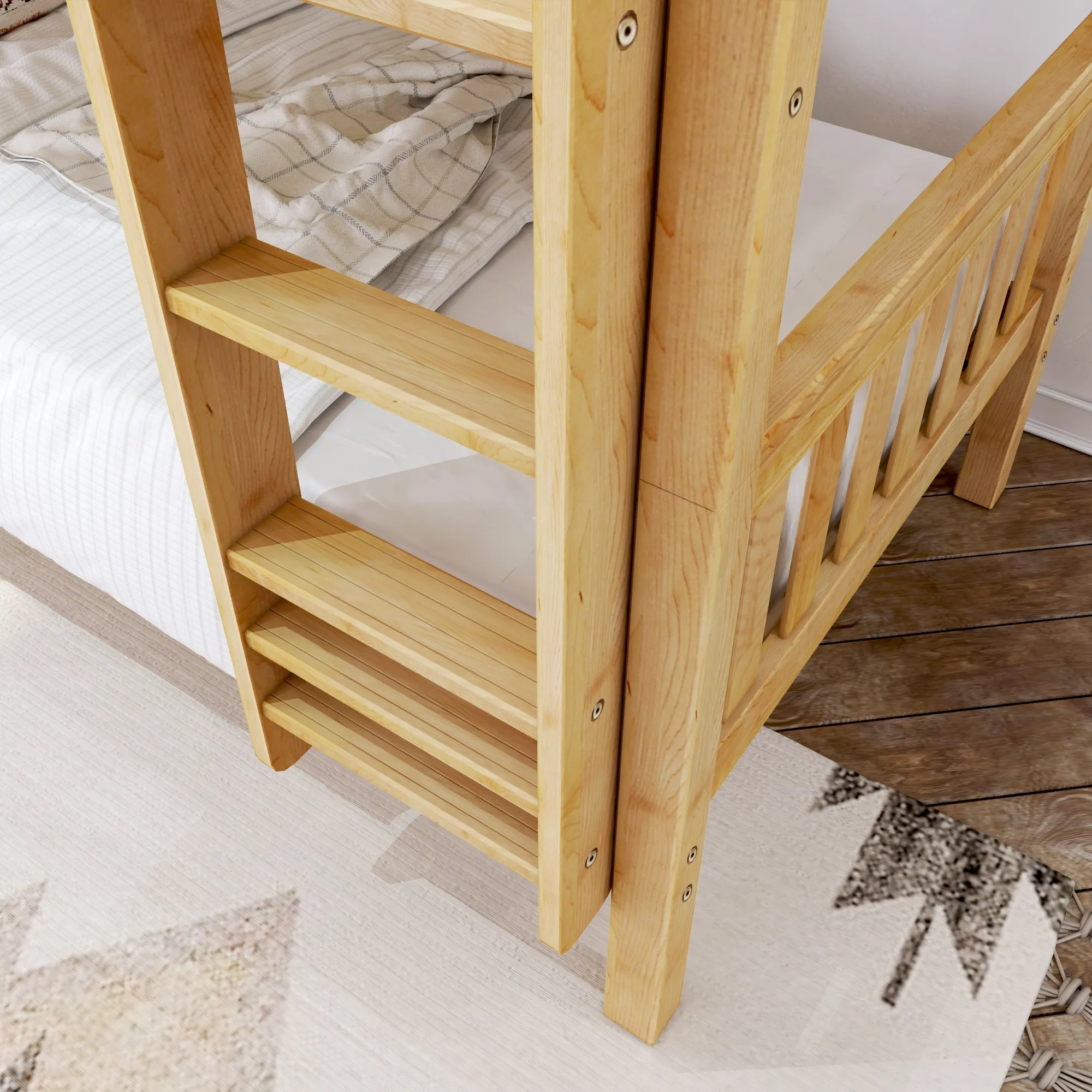 Maxtrix Twin XL Low Bunk Bed with Straight Ladder on Front