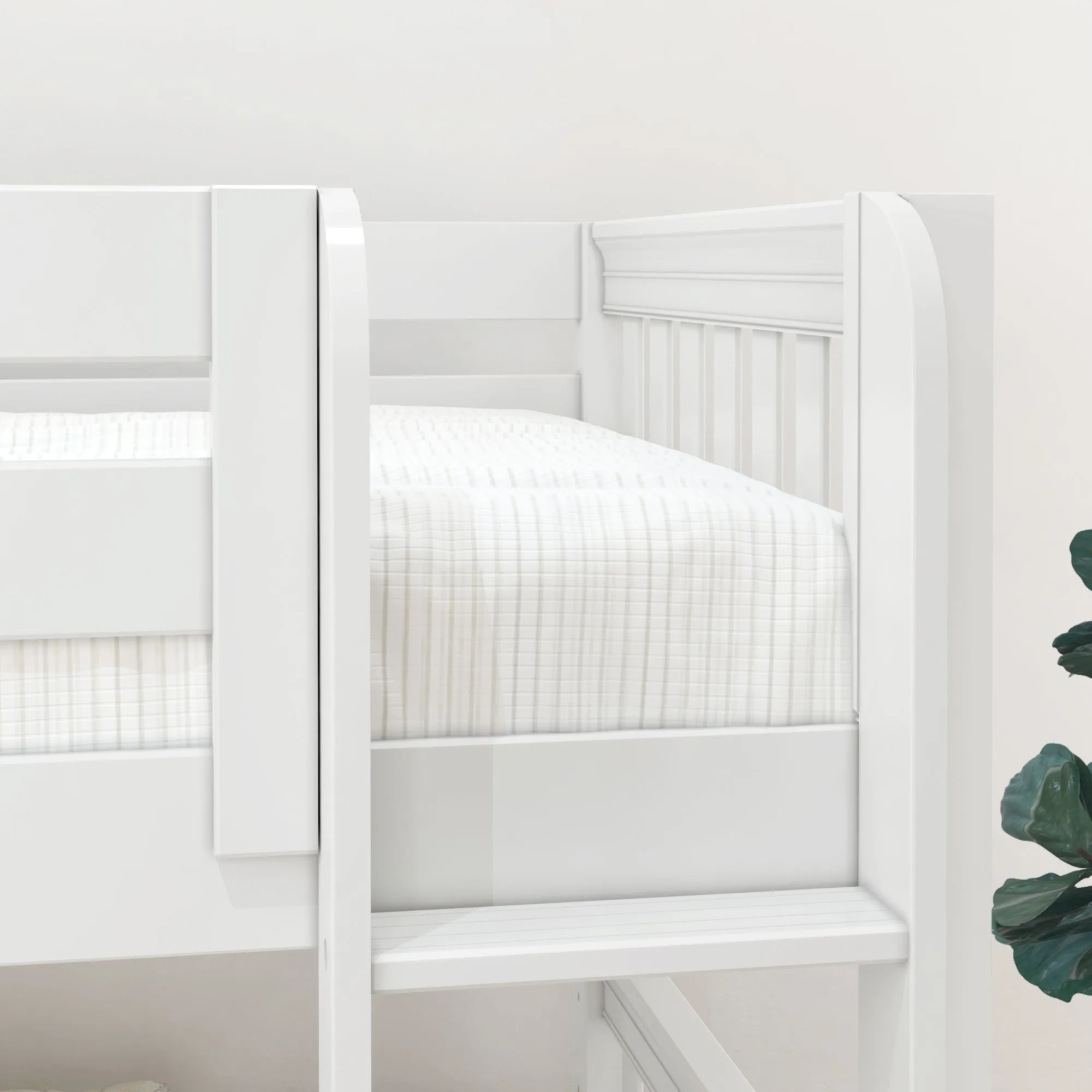 Maxtrix Twin XL Low Bunk Bed with Straight Ladder on Front