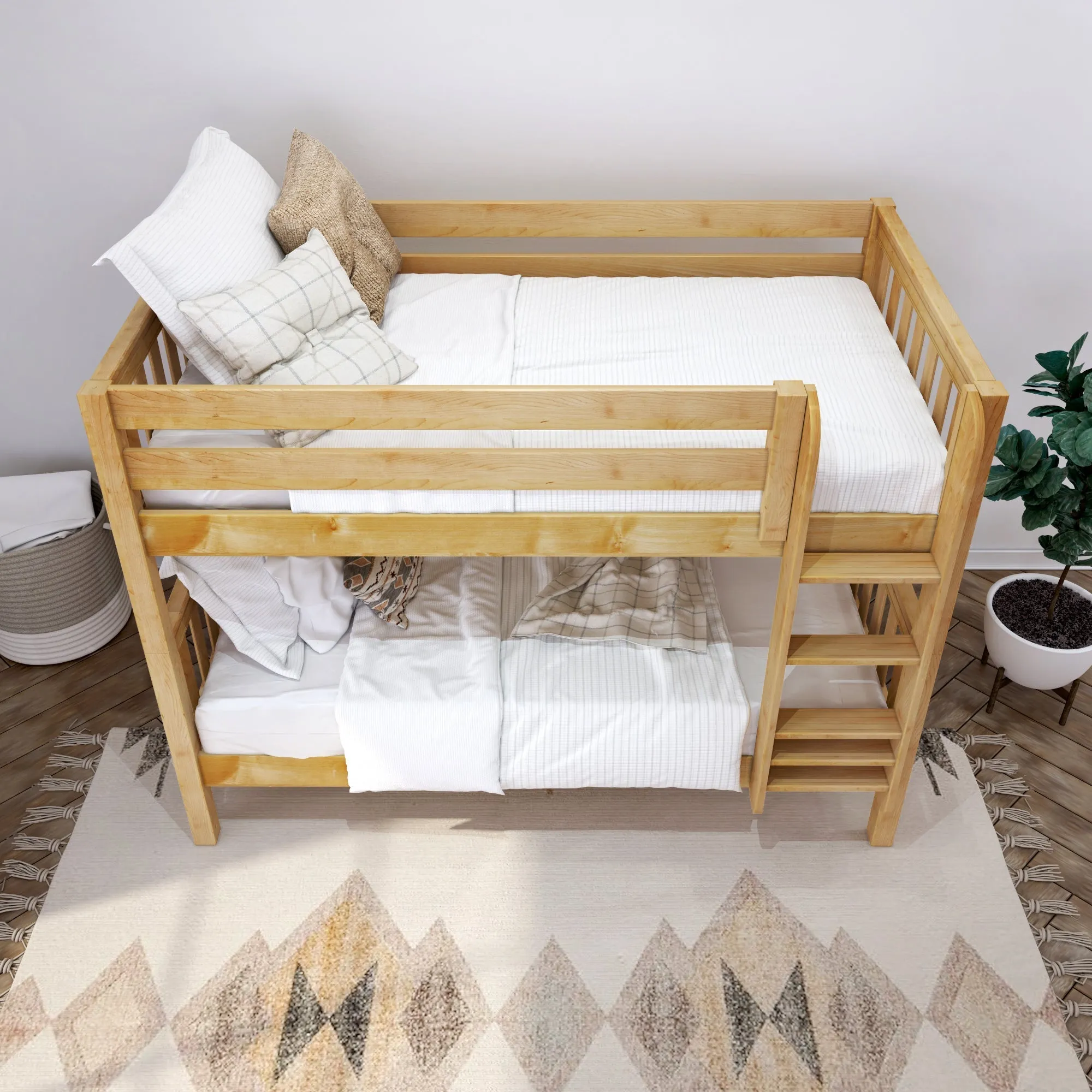 Maxtrix Twin XL Low Bunk Bed with Straight Ladder on Front
