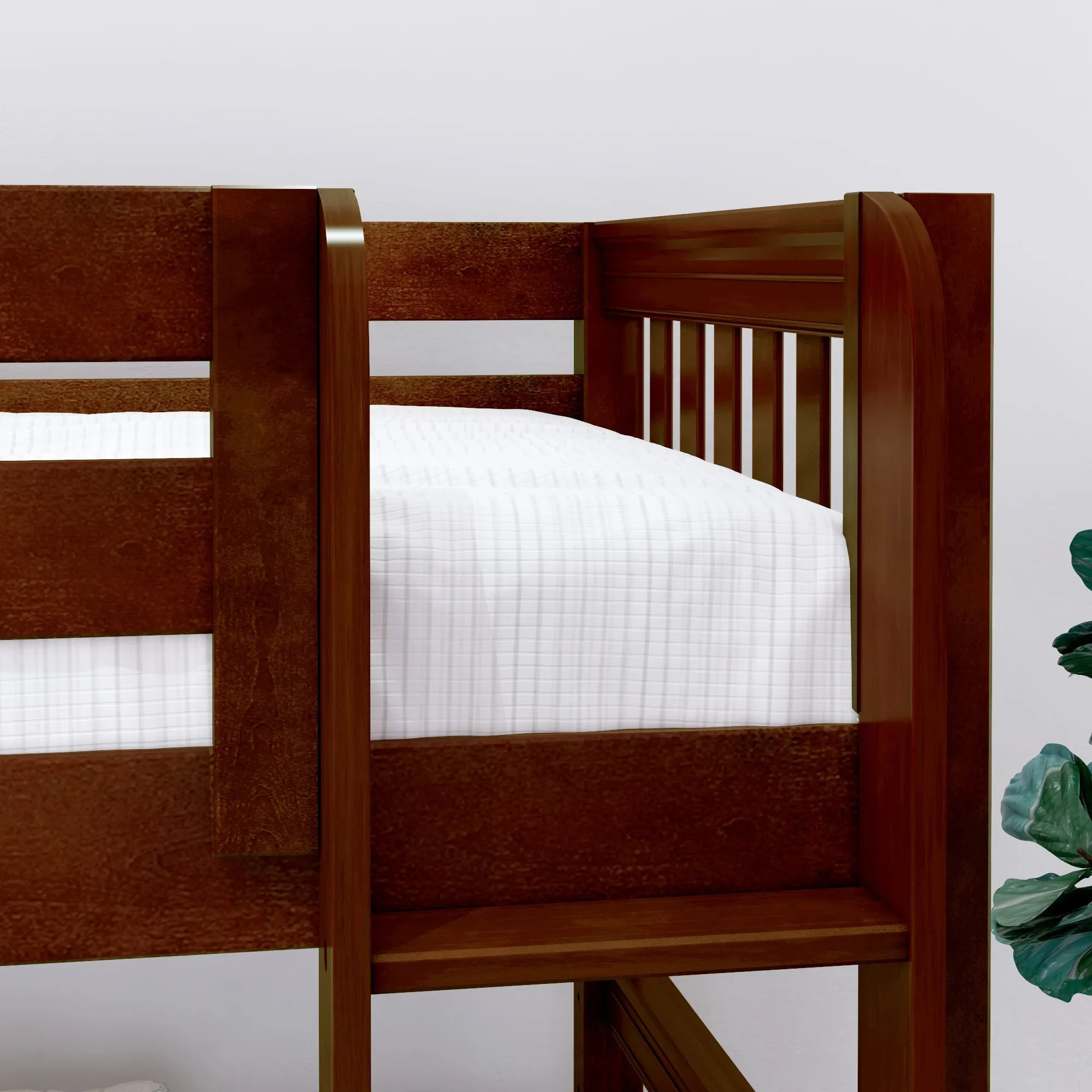 Maxtrix Twin XL Low Bunk Bed with Straight Ladder on Front