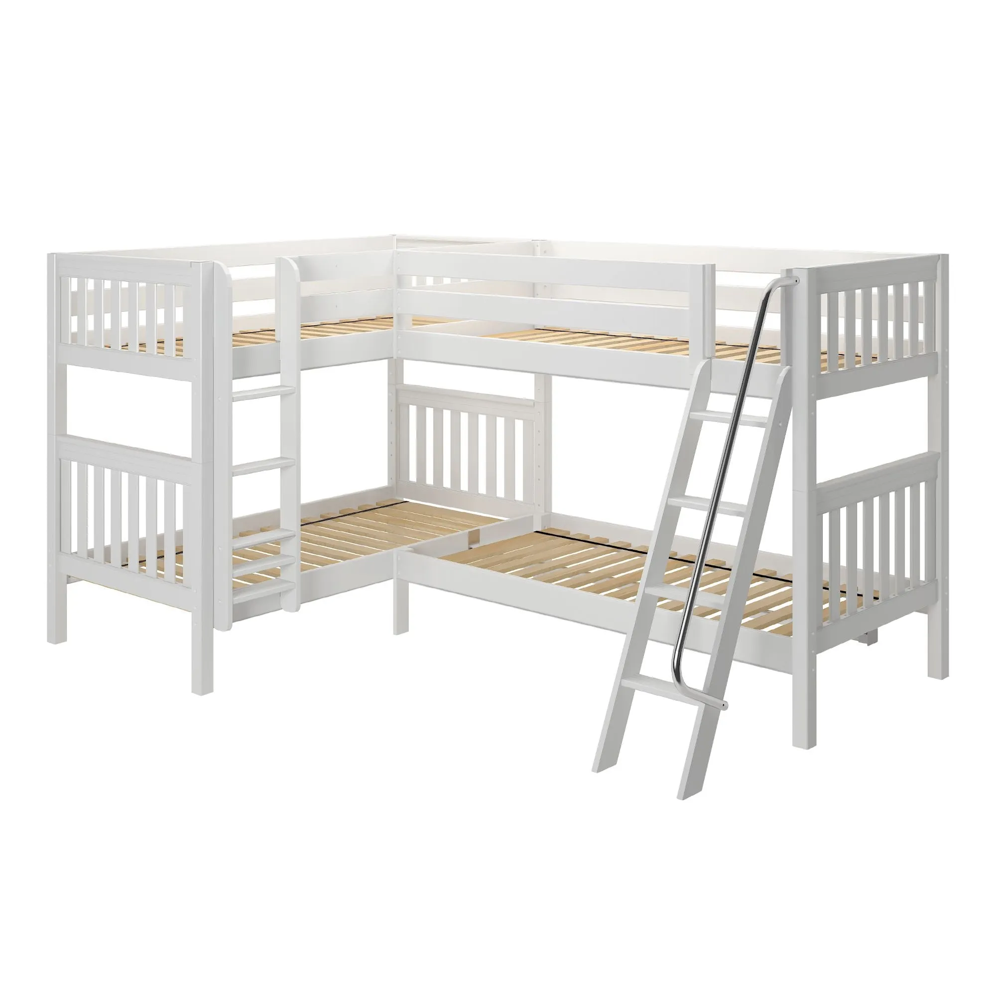 Maxtrix Twin XL Medium Corner Bunk with Straight Ladder and Angled Ladder