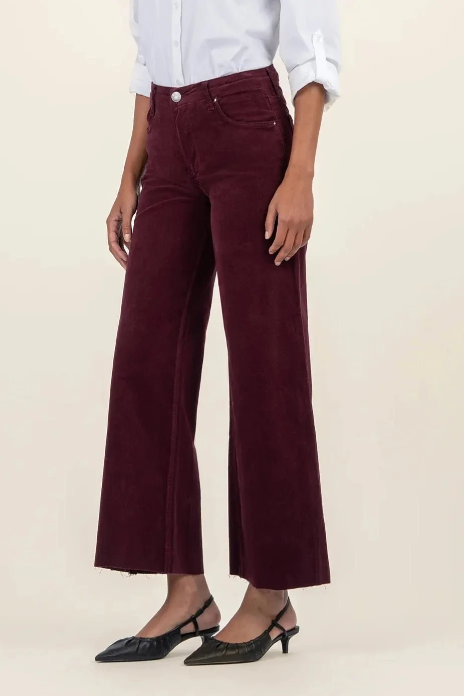 MEG HIGH RISE FAB AB WIDE LEG RAW HEM-LONG INSEAM