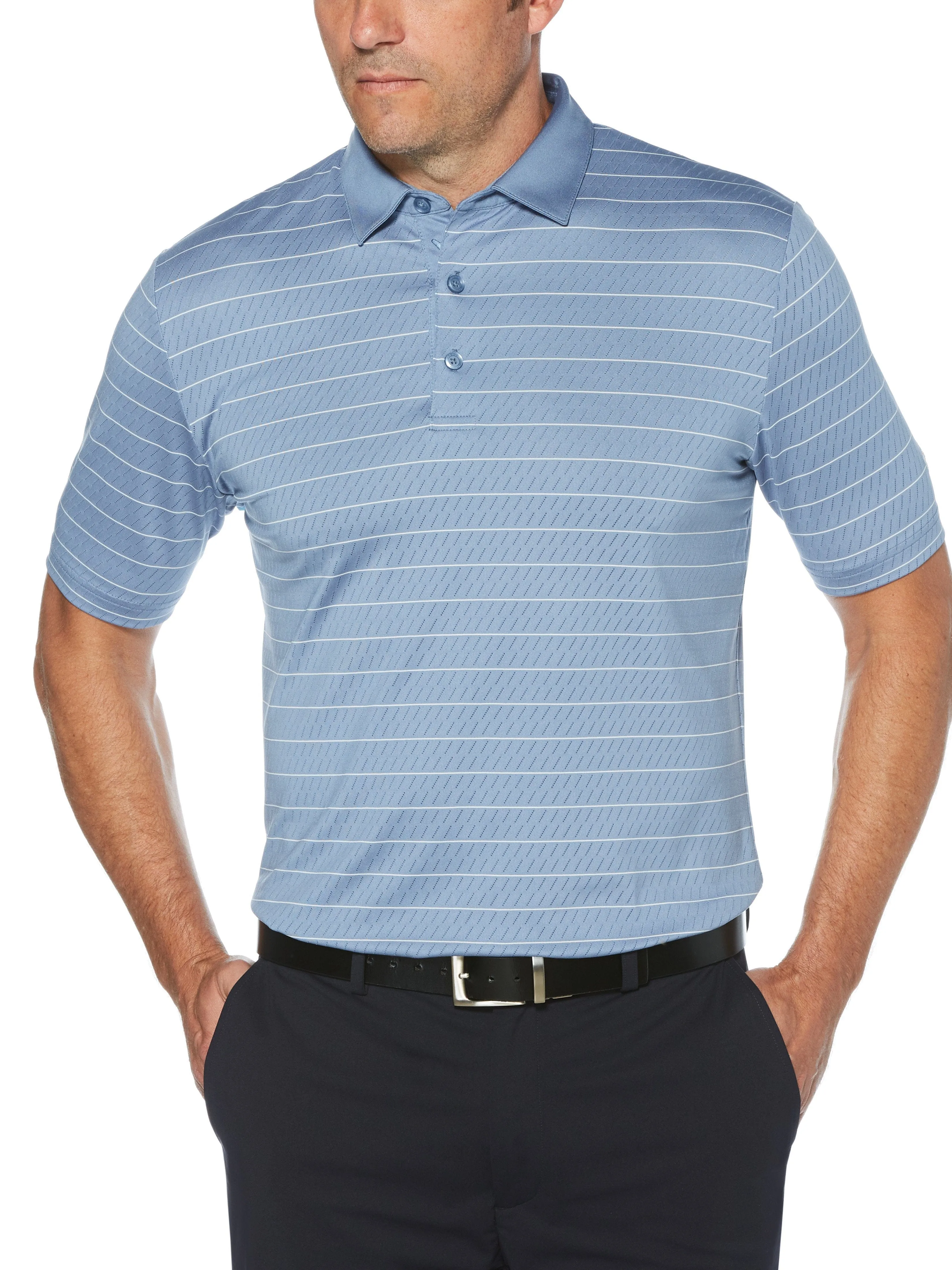 Mens Ventilated Stripe Polo