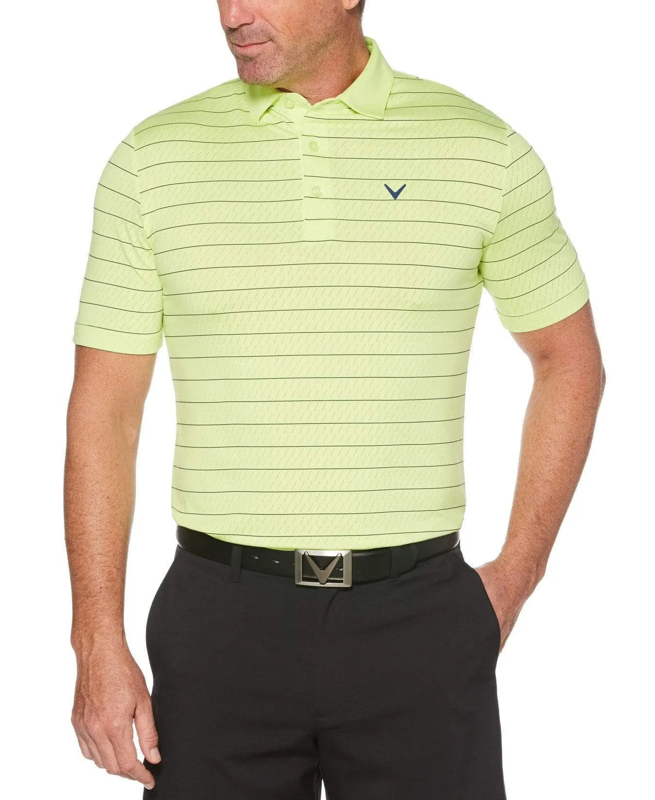 Mens Ventilated Stripe Polo