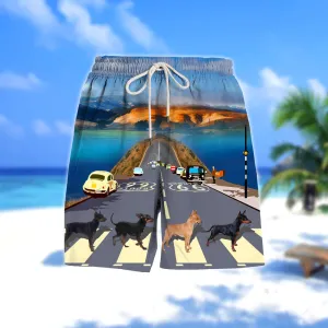 Miniature Pinscher Cross the road- Men Hawaii Beach Shorts