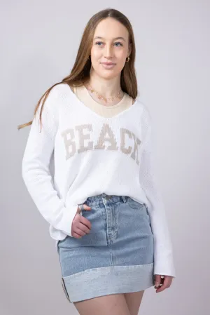Miracle Beach Lightweight Sweater for Women in Ivory/Beige | B2501-IVORYBEIGE