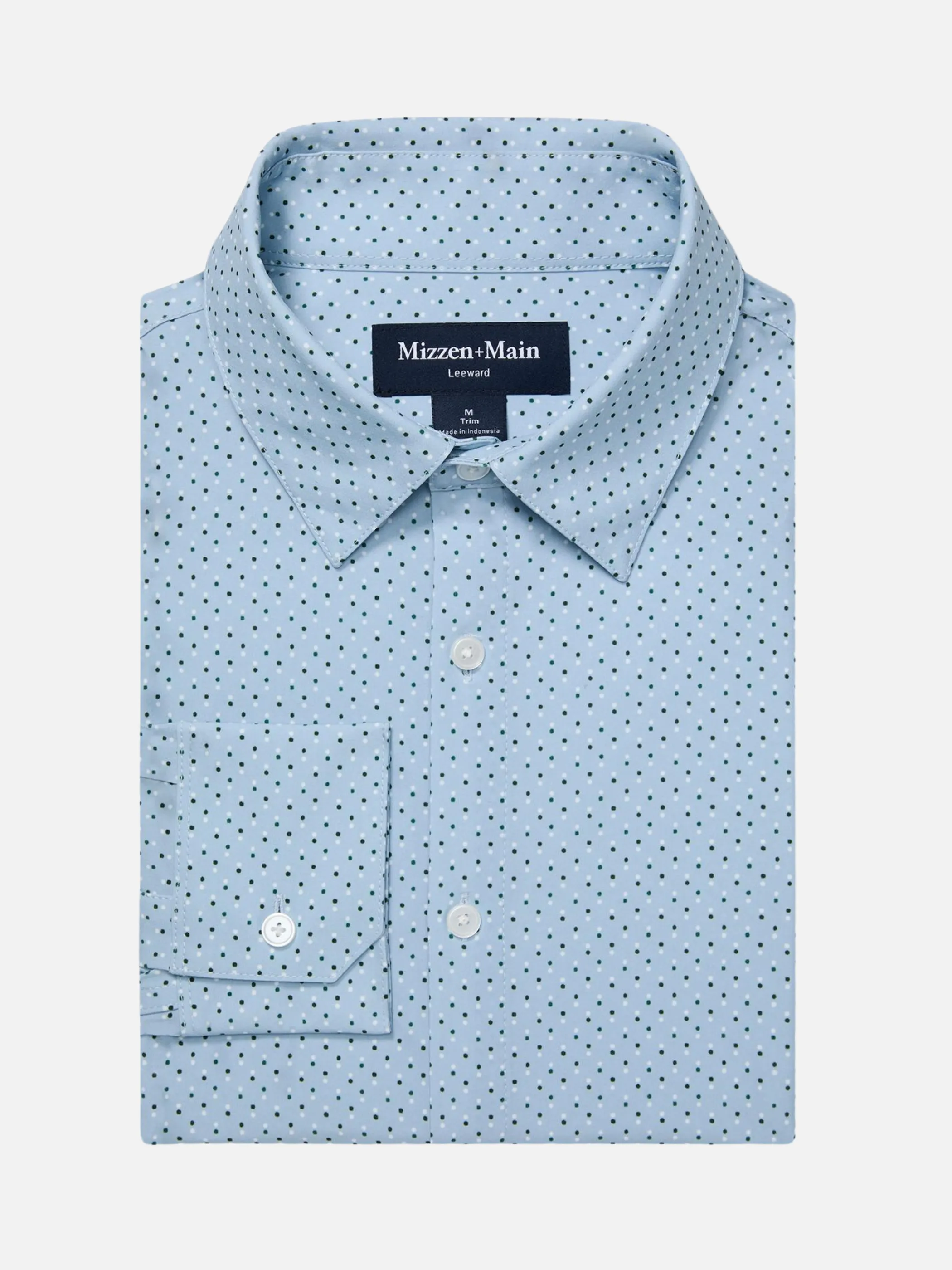 Mizzen   Main Leeward LS Dress Shirt - Steel Blue Multi Dot