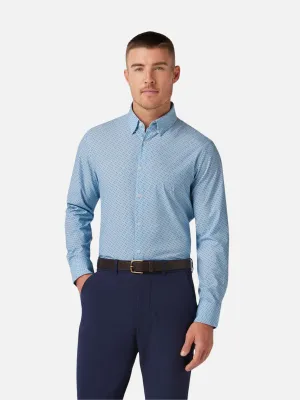 Mizzen   Main Leeward LS Dress Shirt - Steel Blue Multi Dot