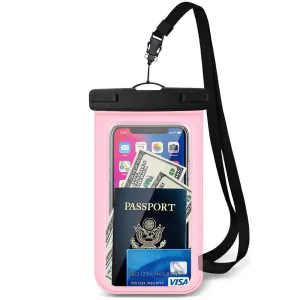 New 2 PACK Universal IPX8 Waterproof Anti Sinking Phone Case Water Proof Bag With Lanyard Fits All Phones Up To 7.5in, also can be used as dry bag for keys, cash, cards etc! Great for Protection & taking underwater pics! Pink