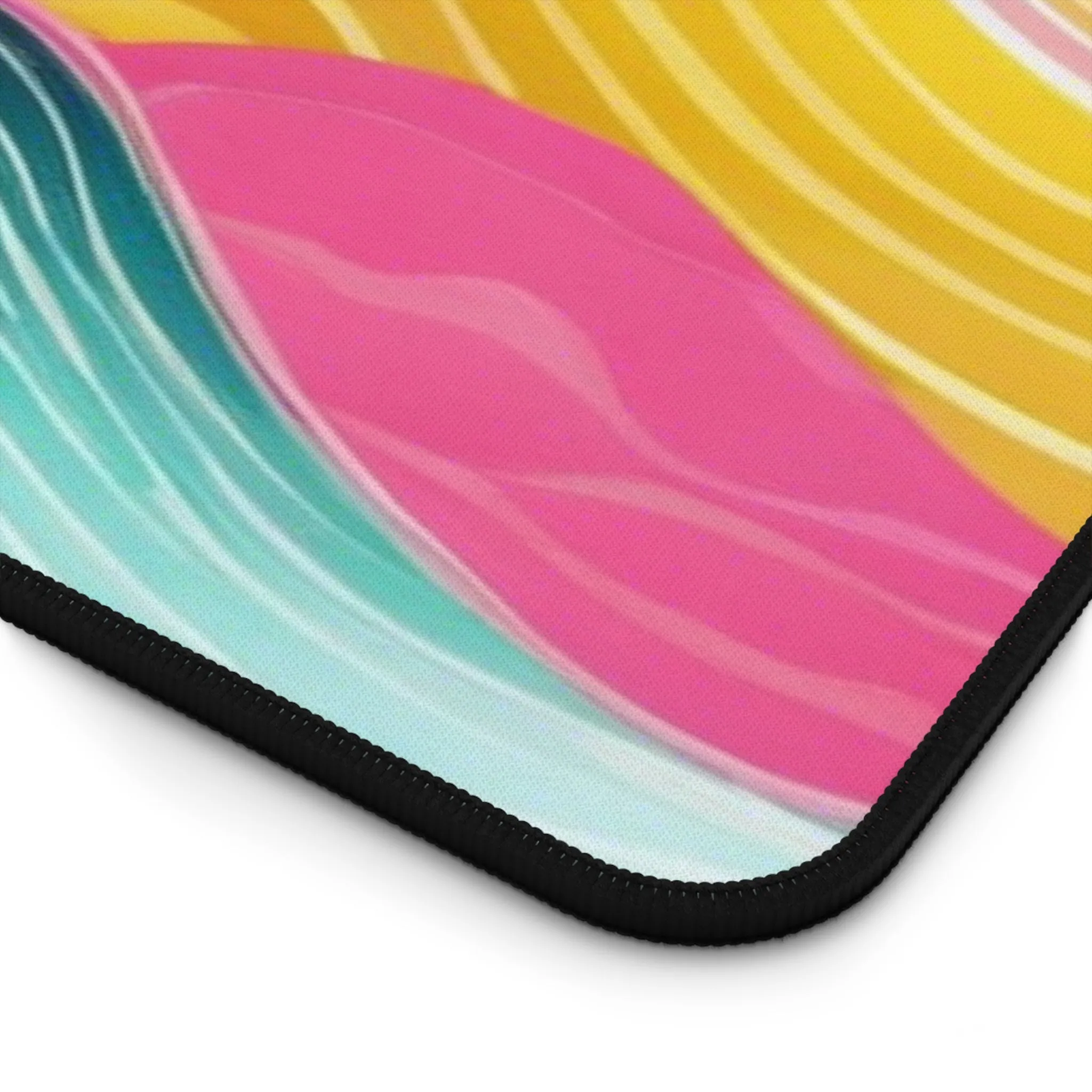 Pink Teal Ocean Waves Desk Mat
