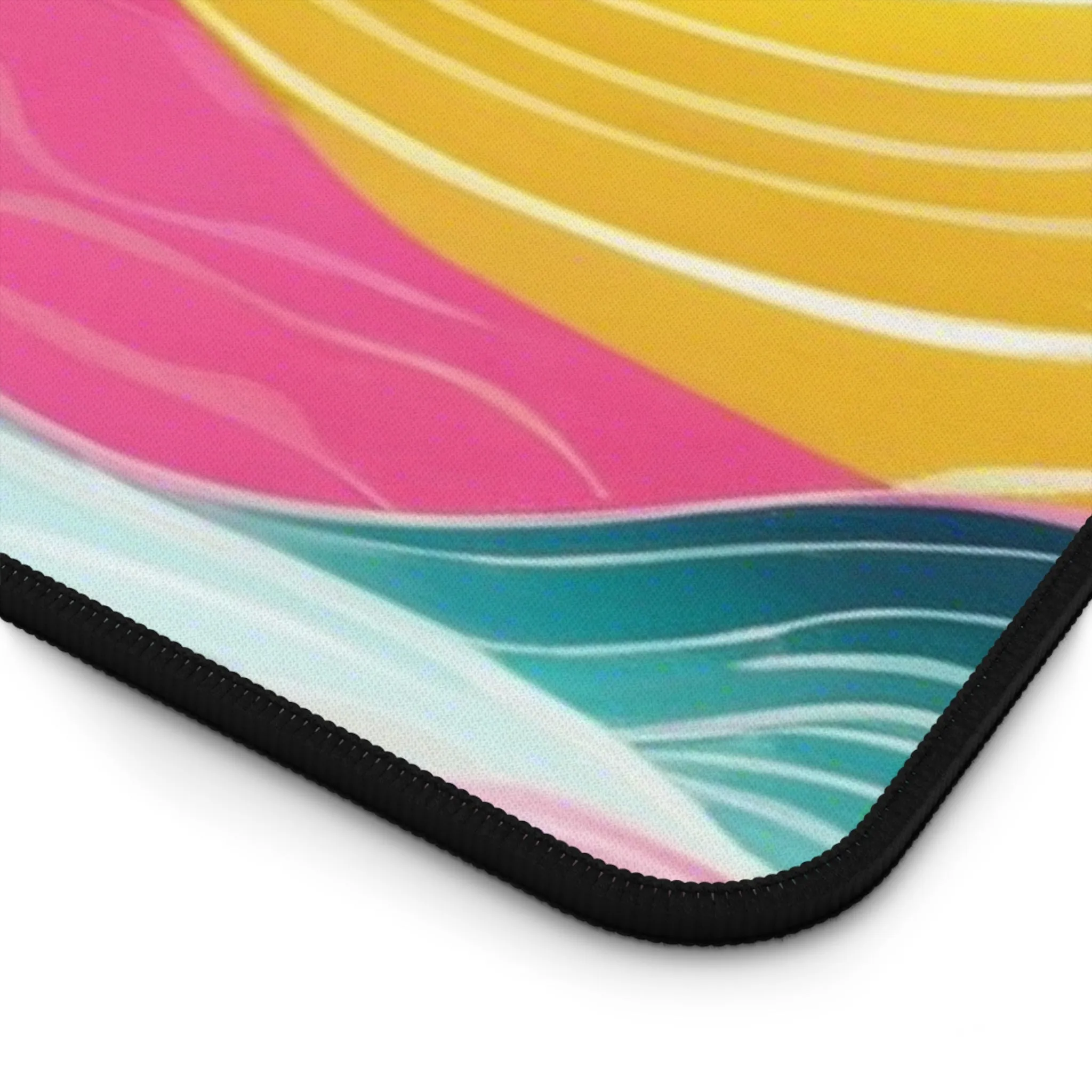 Pink Teal Ocean Waves Desk Mat