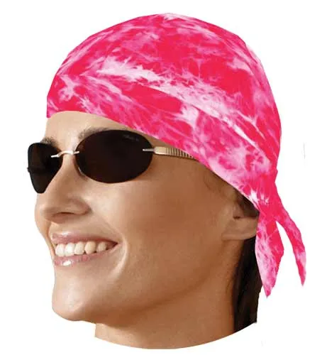Pink Tie Dye Bandana Dorag Cap with Sweatband and Mesh Liner, Tye Die Doo Rag 1960s Tye Die Dorag Hippie Fun Woodstock Cotton Motorcycle Biker Durag Skull Hat