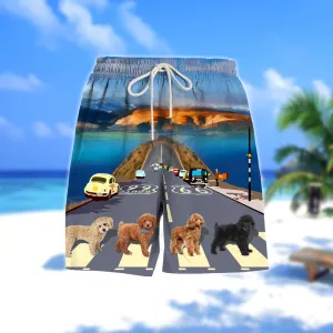 Poodle Cross the road- Men Hawaii Beach Shorts