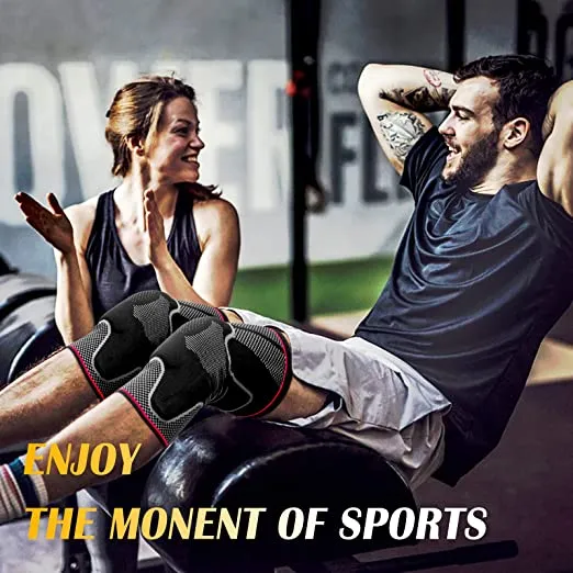 Professional Knee Brace，Knee Compression Sleeve for Man Women with Detachable Patella Gel Pads