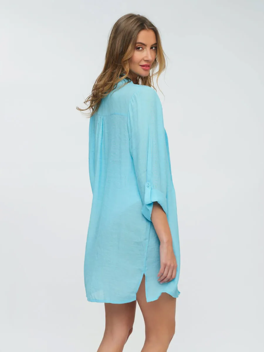 Reeva Beach Shirt in Pale Turquoise